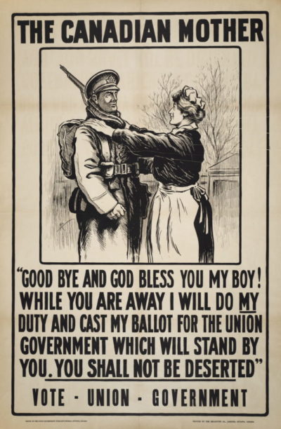 Poster calling for canadian mothers to vote during the Great War