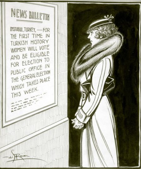 Woman frowns while reading a poster