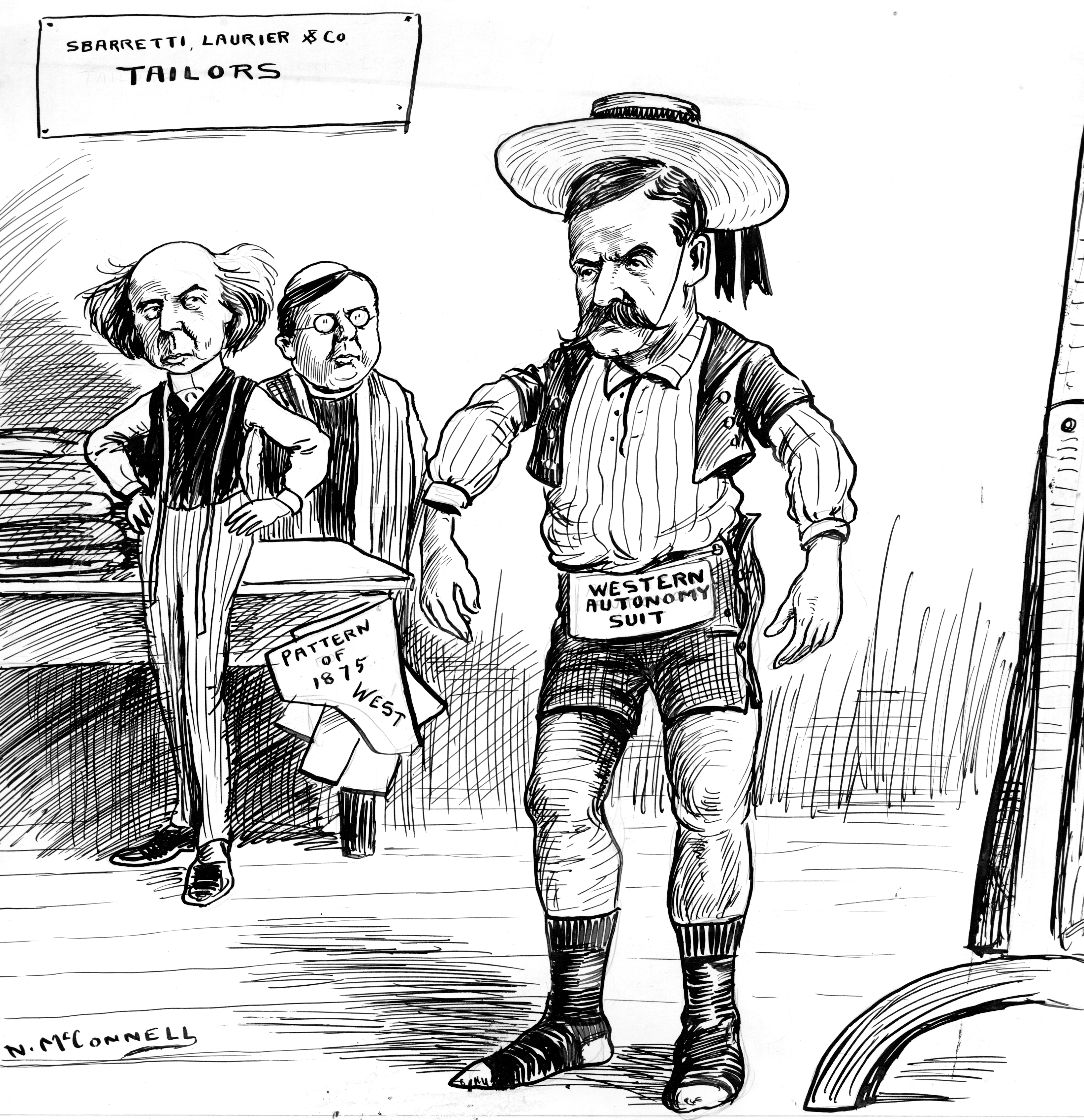 A man wears clothes that are too small for him